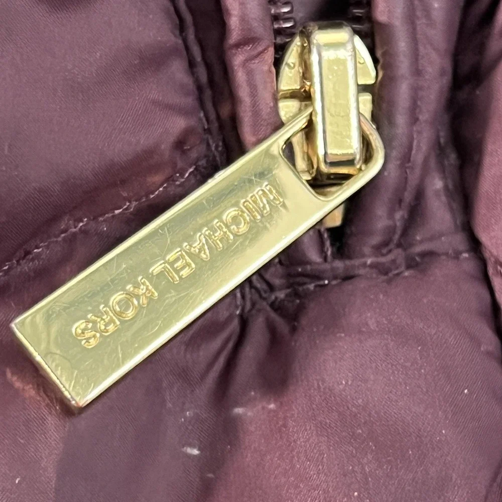 Michael Michael Kors Jacket Womens Small Purple Hooded Packable Down Puffer Coat